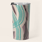 Muted pink and green stripe pattern Travel Mug Gallery Image 3