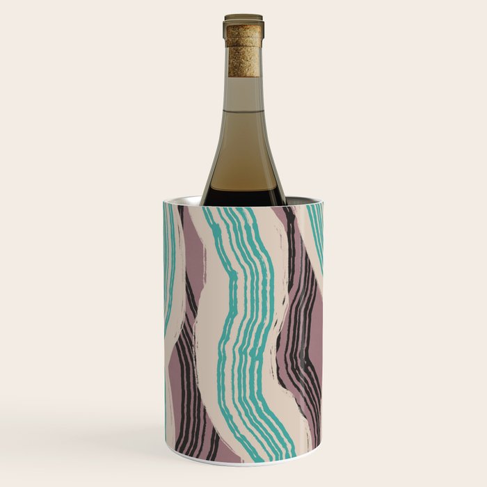 Muted pink and green stripe pattern Wine Chiller Gallery Image 1