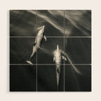 Dolphins II - BW Wood Wall Art Gallery Image 1