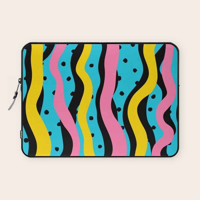 Colorful retro neon stripe art pattern Laptop Sleeve Gallery Image 1