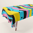 Colorful retro neon stripe art pattern Tablecloth Gallery Image 1