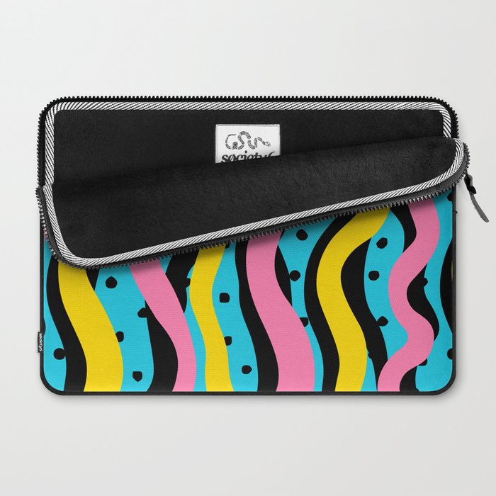 Colorful retro neon stripe art pattern Laptop Sleeve Gallery Image 2
