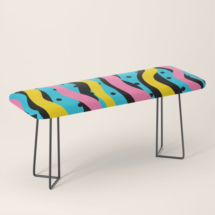 Colorful retro neon stripe art pattern Bench Gallery Image 1