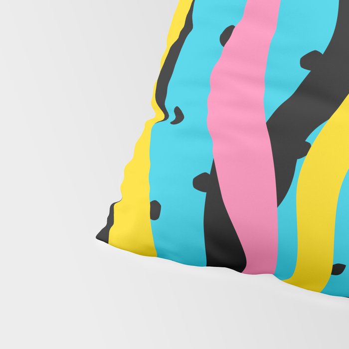Colorful retro neon stripe art pattern Pillow Sham Gallery Image 4