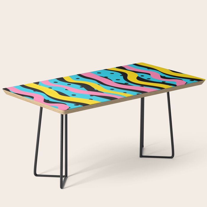 Colorful retro neon stripe art pattern Coffee Table Gallery Image 1