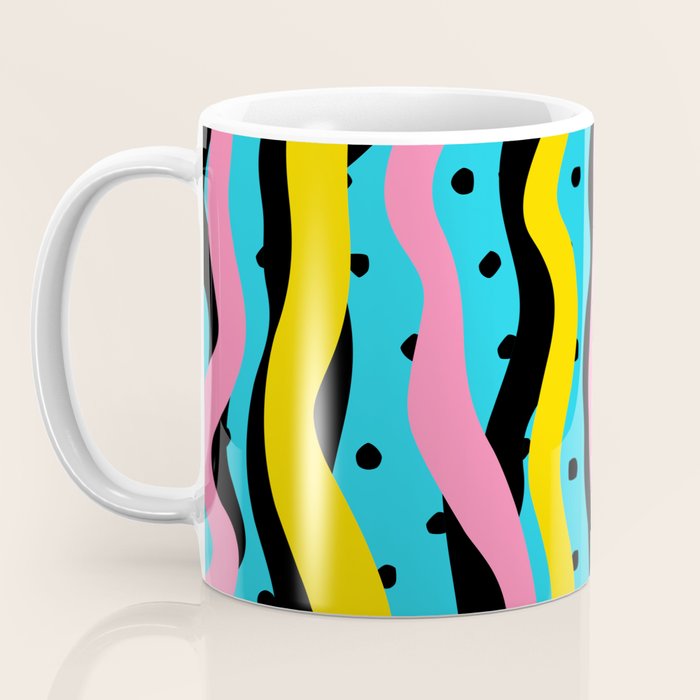 Colorful retro neon stripe art pattern Coffee Mug Gallery Image 3