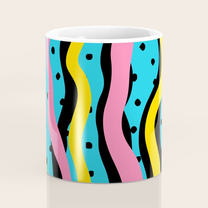 Colorful retro neon stripe art pattern Coffee Mug Gallery Image 4