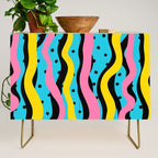 Colorful retro neon stripe art pattern Credenza Gallery Image 1