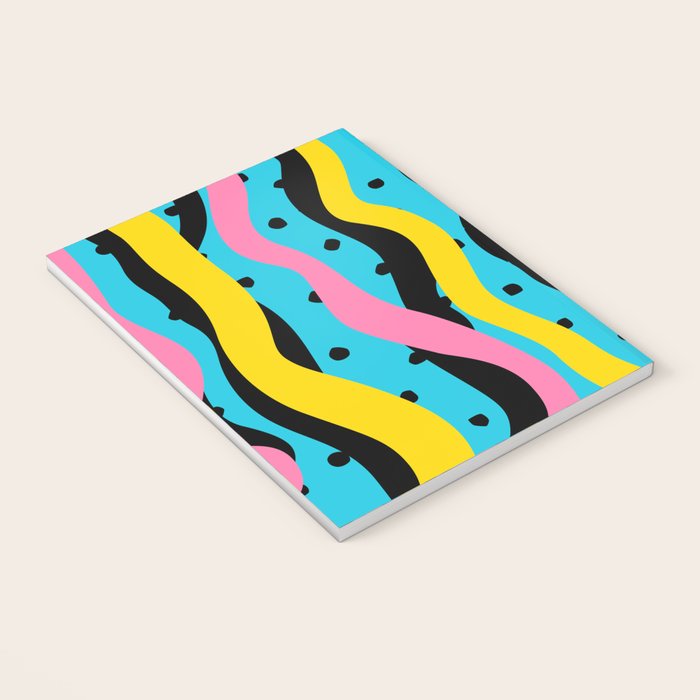 Colorful retro neon stripe art pattern Notebook Gallery Image 3
