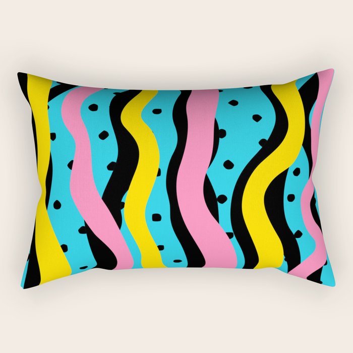 Colorful retro neon stripe art pattern Rectangular Pillow Gallery Image 1