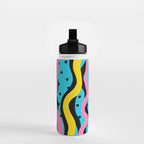 Colorful retro neon stripe art pattern Water Bottle Gallery Image 2