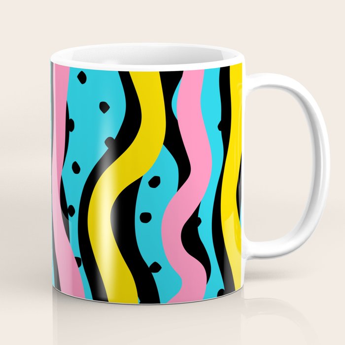 Colorful retro neon stripe art pattern Coffee Mug Gallery Image 1
