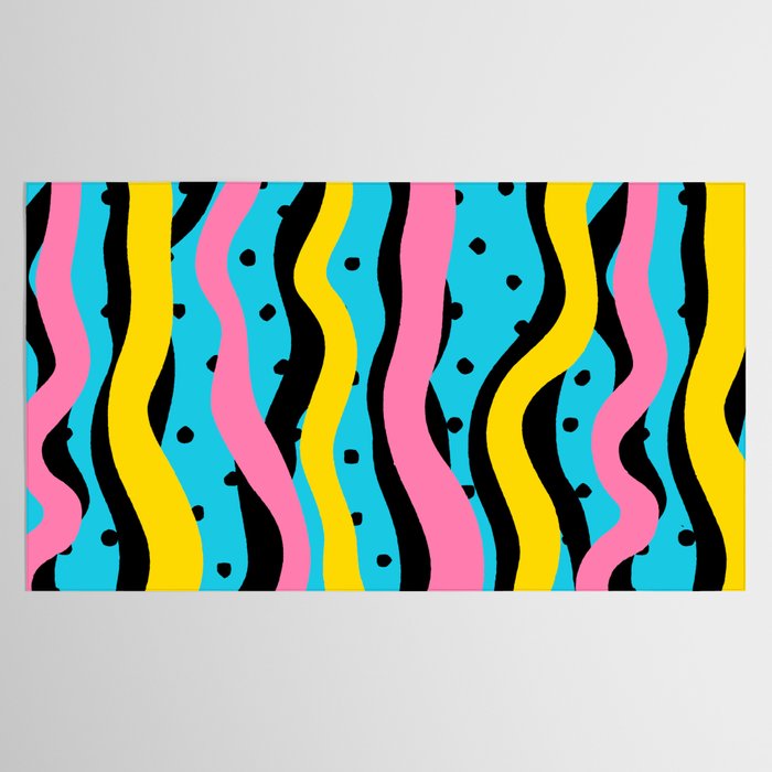 Colorful retro neon stripe art pattern Tablecloth Gallery Image 2