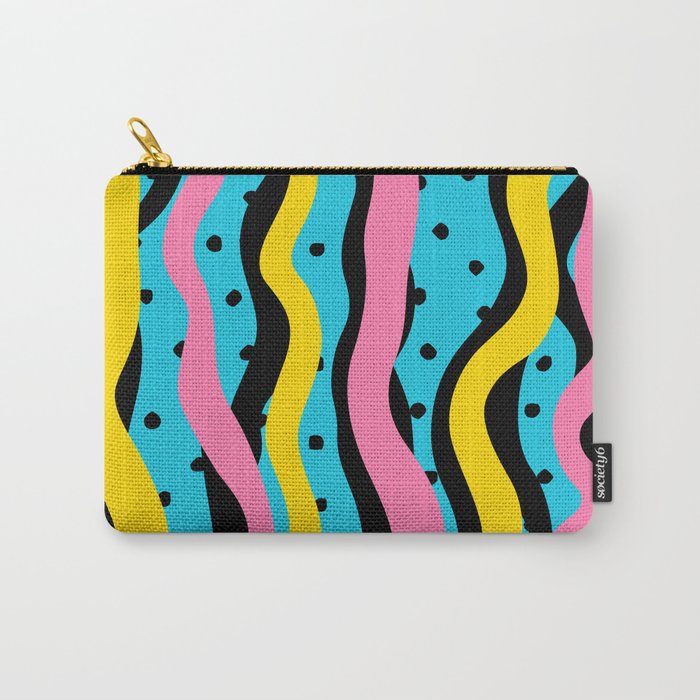 Colorful retro neon stripe art pattern Carry All Pouch Gallery Image 1
