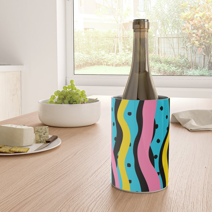 Colorful retro neon stripe art pattern Wine Chiller Gallery Image 4