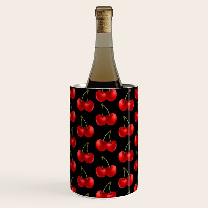 Y2K Cherries - Black Pattern Large Wine Chiller Gallery Image 3