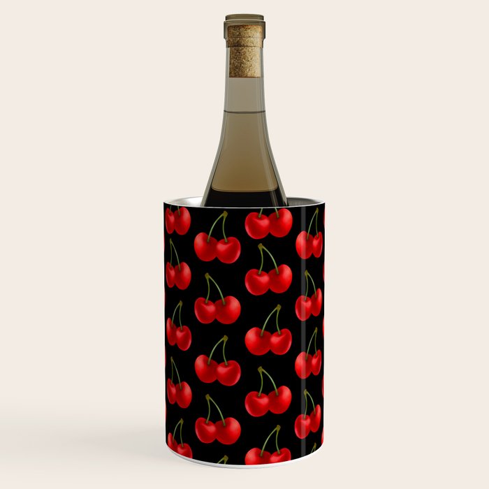 Y2K Cherries - Black Pattern Large Wine Chiller Gallery Image 1
