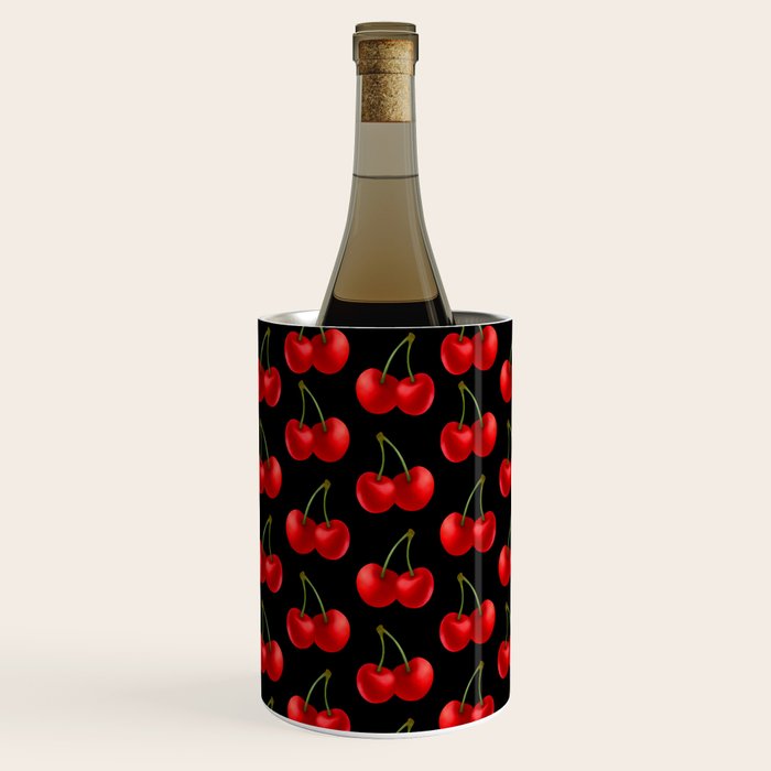Y2K Cherries - Black Pattern Large Wine Chiller Gallery Image 2