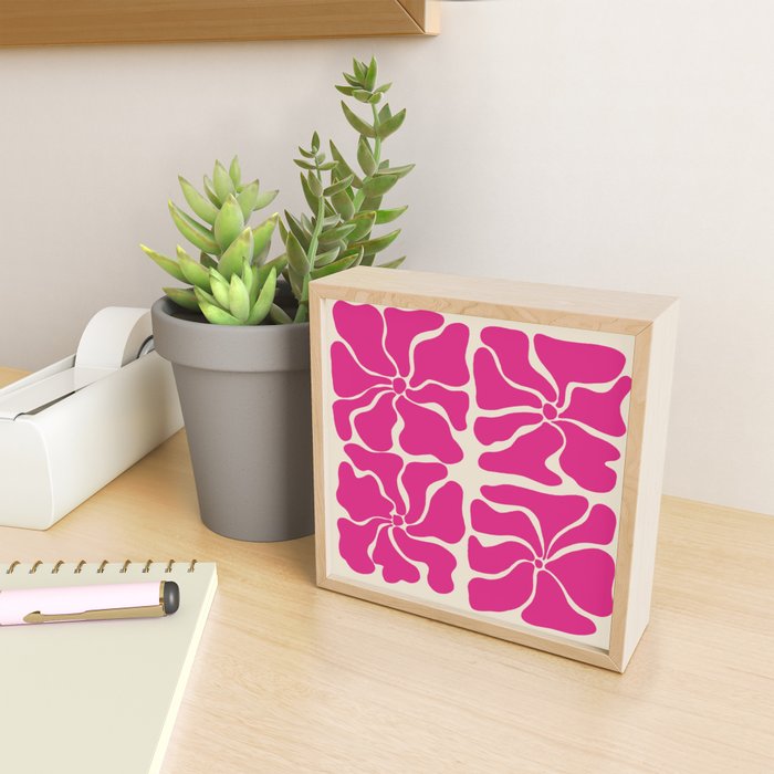 Monochrome fuchsia pink flowers Mini Art Print Gallery Image 2