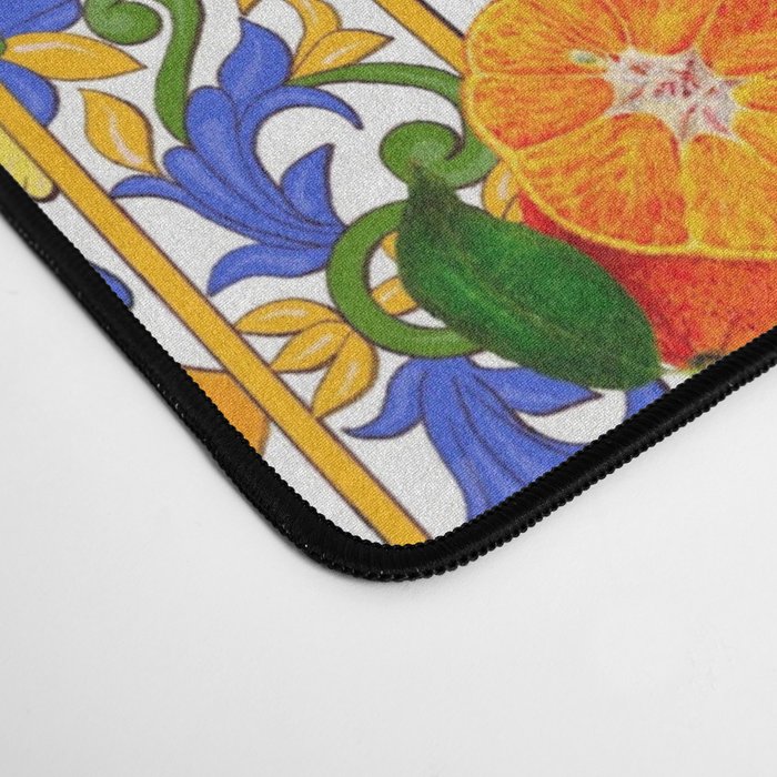 Summer ,Sicilian tiles ,citrus,oranges,majolica,lemons ,Mediterranean  Desk Mat Gallery Image 4