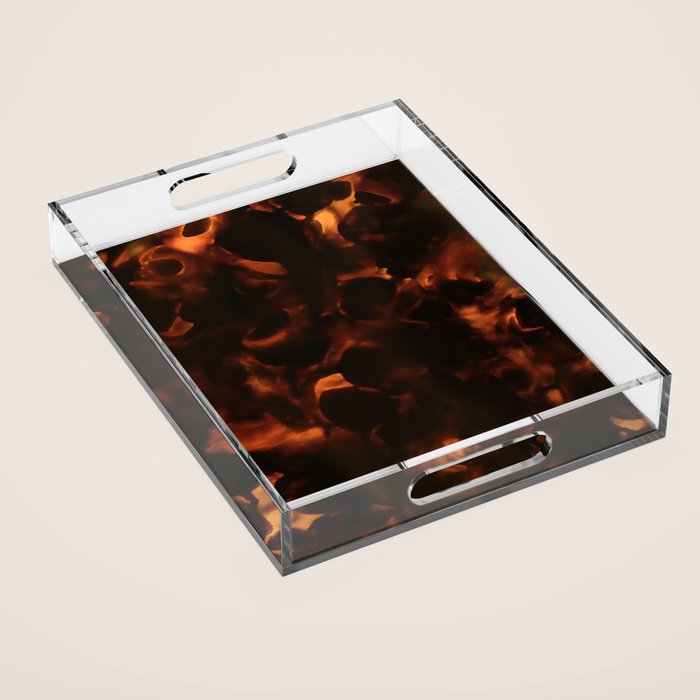 Tortoiseshell Abstract Dark Elegant Animal Print Acrylic Tray Gallery Image 1