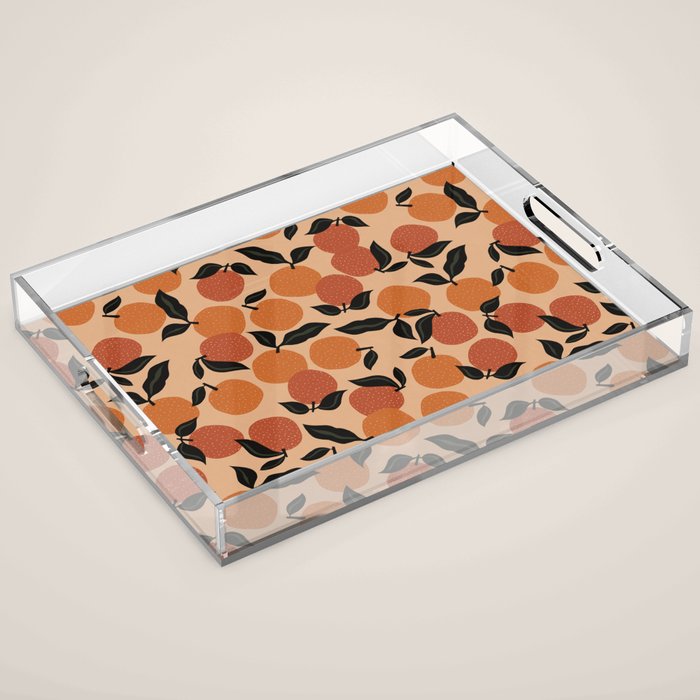Seamless Citrus Pattern / Oranges Acrylic Tray Gallery Image 1