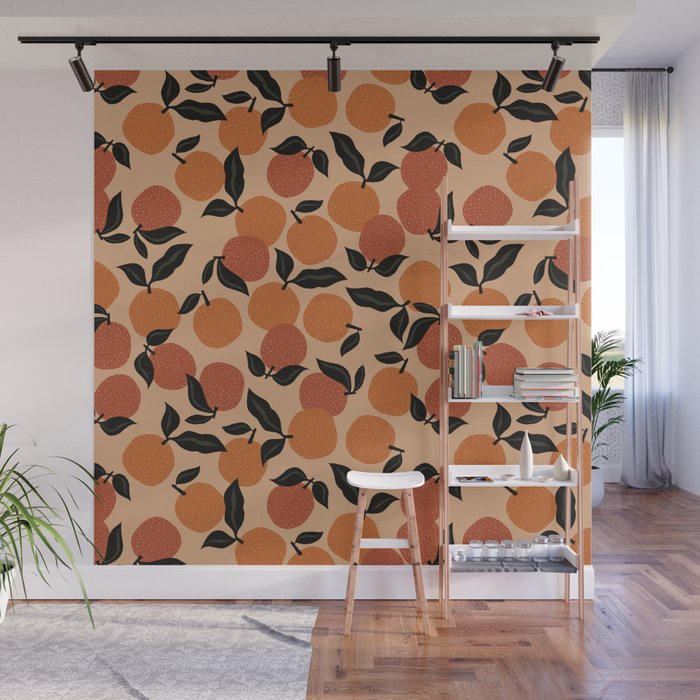 Seamless Citrus Pattern / Oranges Wall Mural Gallery Image 1
