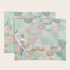 MERMAID SHELLS - MINT & ROSEGOLD Placemat Gallery Image 1