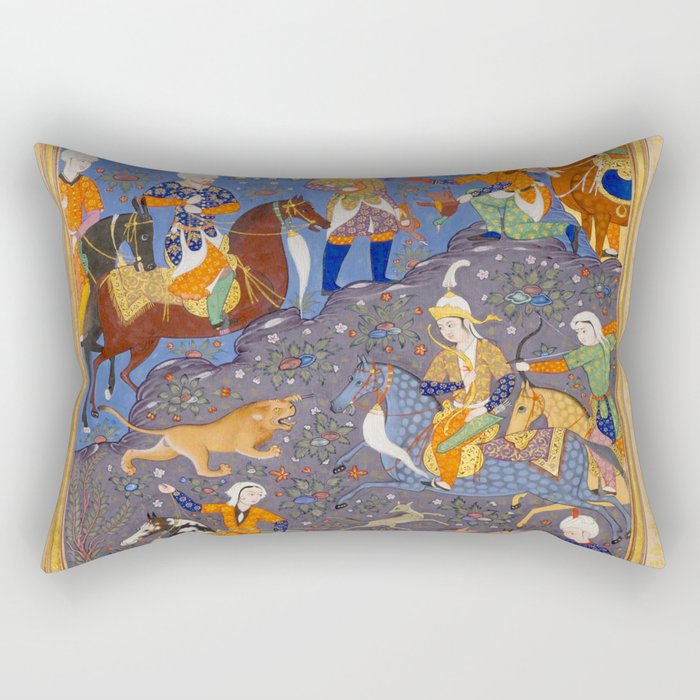  Shirin and Khusraw hunting  Antique Islamic Art  Rectangular Pillow Gallery Image 1