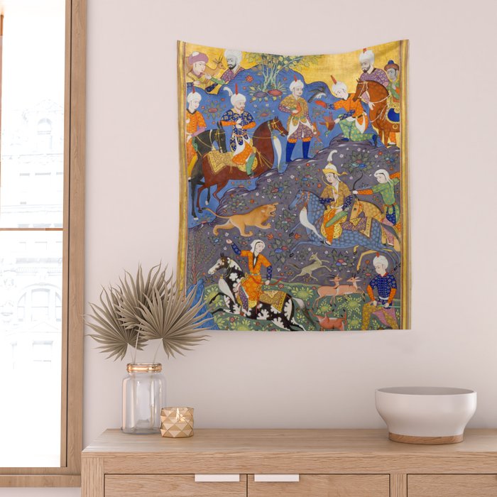  Shirin and Khusraw hunting  Antique Islamic Art  Wall Tapestry Gallery Image 2