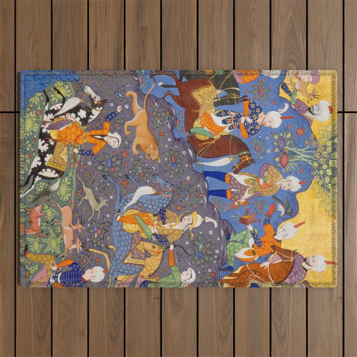  Shirin and Khusraw hunting  Antique Islamic Art  Outdoor Rug Gallery Image 1