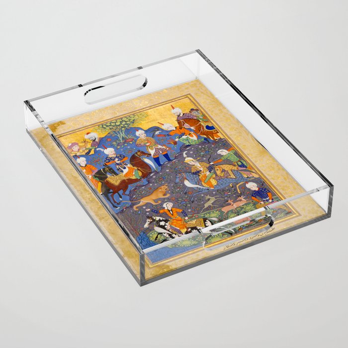  Shirin and Khusraw hunting  Antique Islamic Art  Acrylic Tray Gallery Image 1