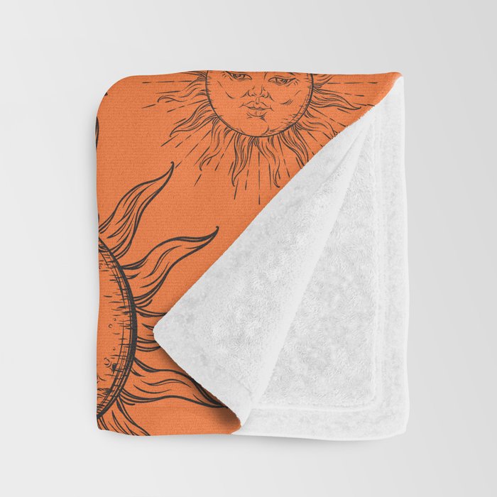 Orange Magic Celestial Sun Moon Stars Throw Blanket Gallery Image 3