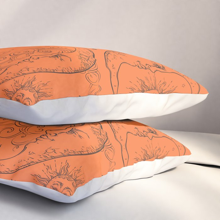 Orange Magic Celestial Sun Moon Stars Pillow Sham Gallery Image 3