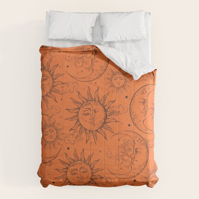 Orange Magic Celestial Sun Moon Stars Comforter Gallery Image 6