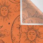 Orange Magic Celestial Sun Moon Stars Wall Tapestry Gallery Image 3
