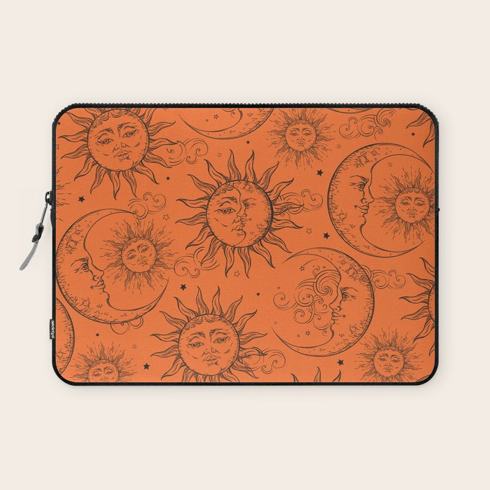 Orange Magic Celestial Sun Moon Stars Laptop Sleeve Gallery Image 1