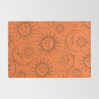 Orange Magic Celestial Sun Moon Stars Rug Gallery Image 2
