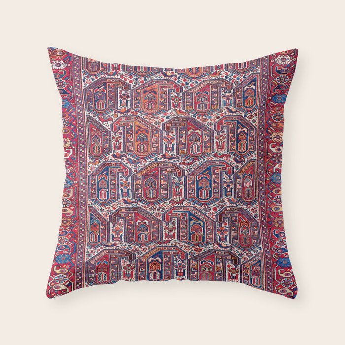 Khamseh Fars Southwest Persian Rug Print Throw Pillow Gallery Image 1