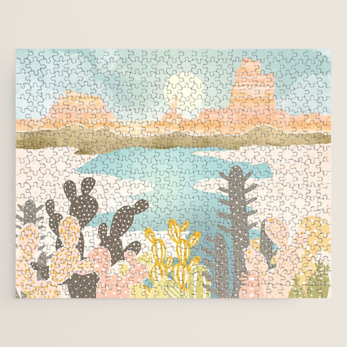 Retro Desert Oasis Jigsaw Puzzle Gallery Image 1