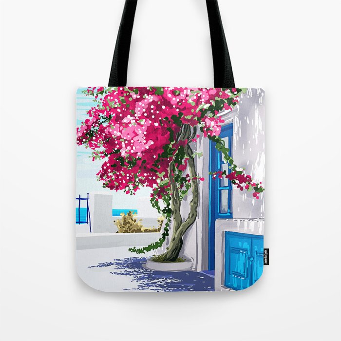 Better days are on their way | Greece Santorini Island Travel | Summer Architecture Positivity Tote Bag Gallery Image 1