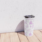 Toile de Jouy Vintage French Romantic Pastoral Hot Fuchsia Pink & White Travel Mug Gallery Image 4