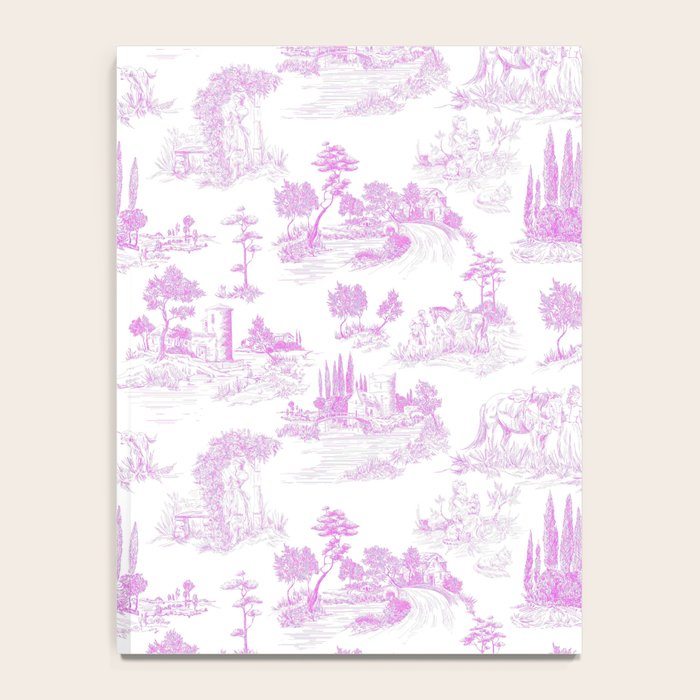 Toile de Jouy Vintage French Romantic Pastoral Hot Fuchsia Pink & White Notebook Gallery Image 4