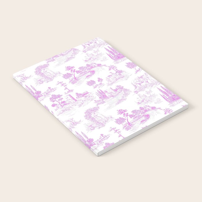 Toile de Jouy Vintage French Romantic Pastoral Hot Fuchsia Pink & White Notebook Gallery Image 2