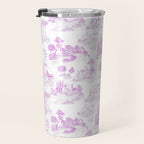 Toile de Jouy Vintage French Romantic Pastoral Hot Fuchsia Pink & White Travel Mug Gallery Image 3