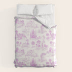 Toile de Jouy Vintage French Romantic Pastoral Hot Fuchsia Pink & White Duvet Cover Gallery Image 6