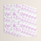 Toile de Jouy Vintage French Romantic Pastoral Hot Fuchsia Pink & White Wrapping Paper Gallery Image 3