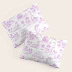 Toile de Jouy Vintage French Romantic Pastoral Hot Fuchsia Pink & White Pillow Sham Gallery Image 3