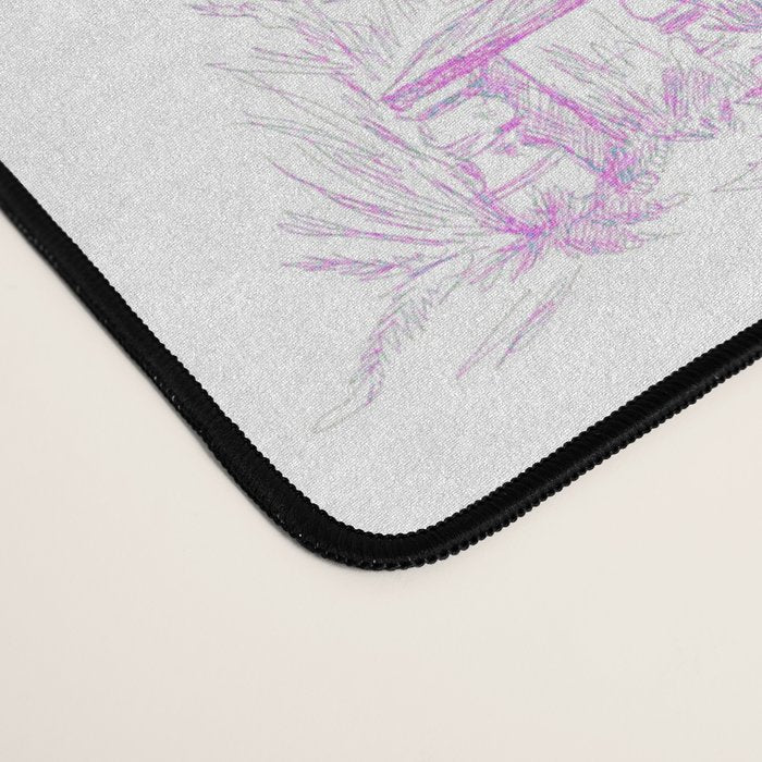 Toile de Jouy Vintage French Romantic Pastoral Hot Fuchsia Pink & White Desk Mat Gallery Image 4
