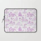 Toile de Jouy Vintage French Romantic Pastoral Hot Fuchsia Pink & White Laptop Sleeve Gallery Image 1